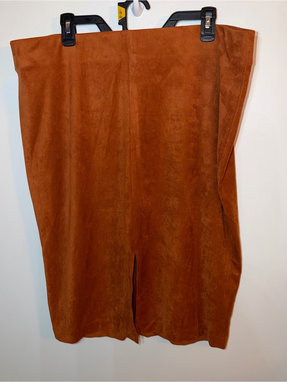 Suede-Effect Midi Skirt in Rust